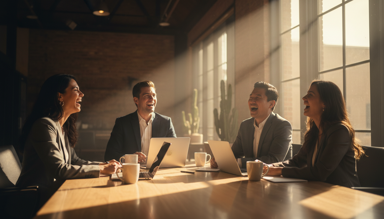 Team collaborating, energized and engaged